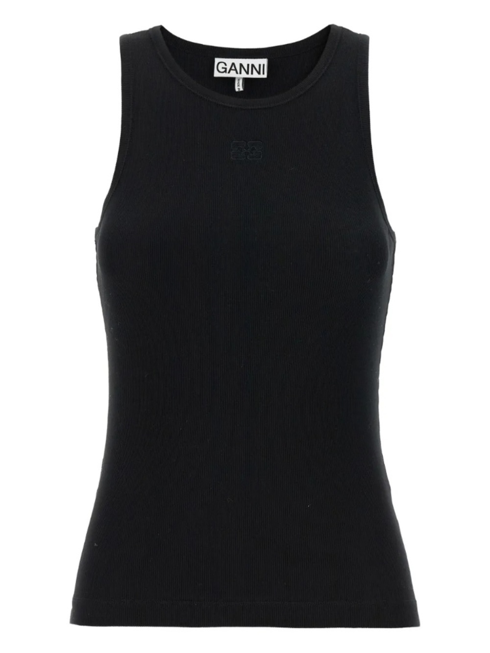 GANNI embroidered-logo top